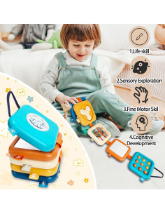 Tablero Ocupado Montessori Weirtoya para Niños 1-3 Años 2