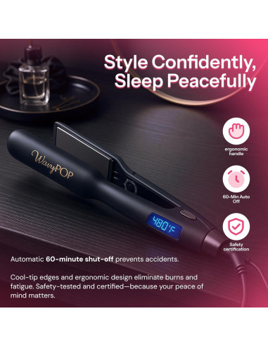 Plancha de Pelo Profesional Wavypop 2 en 1 Titanio 3.18 cm