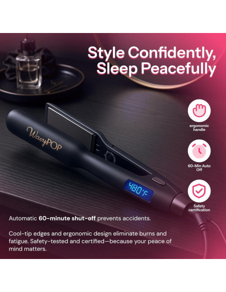Plancha de Pelo Profesional Wavypop 2 en 1 Titanio 3.18 cm