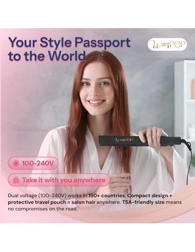 Plancha de Pelo Profesional Wavypop 2 en 1 Titanio 3.18 cm