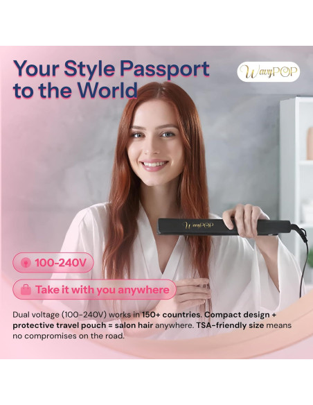 Plancha de Pelo Profesional Wavypop 2 en 1 Titanio 3.18 cm