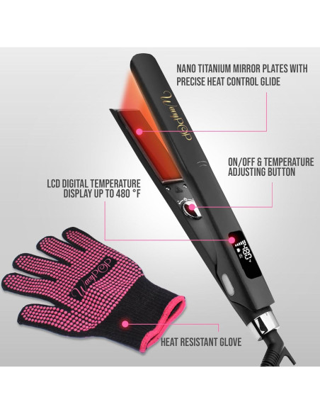 Plancha de Pelo Profesional Wavypop 2 en 1 Titanio 3.18 cm