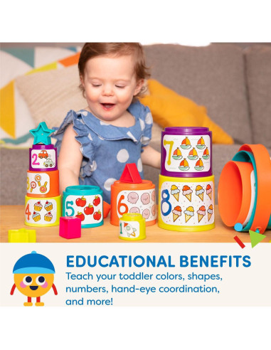 Battat Juego de Clasificación en Nido 19 Piezas para Bebés