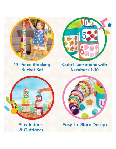 Battat Juego de Clasificación en Nido 19 Piezas para Bebés