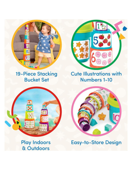 Battat Juego de Clasificación en Nido 19 Piezas para Bebés