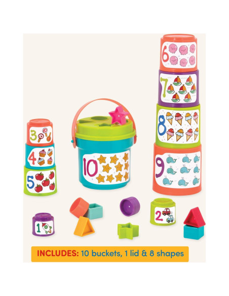 Battat Juego de Clasificación en Nido 19 Piezas para Bebés