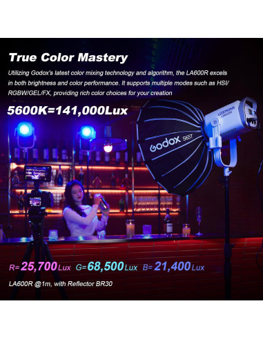 Godox LA600R Luz LED RGB COB 600W con Bolsa de Transporte