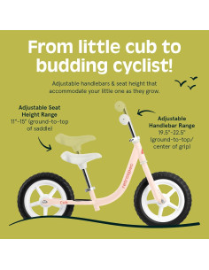 Bicicleta de Equilibrio Retrospec Cub Rosa 12" para Niños 2-5 Años 2