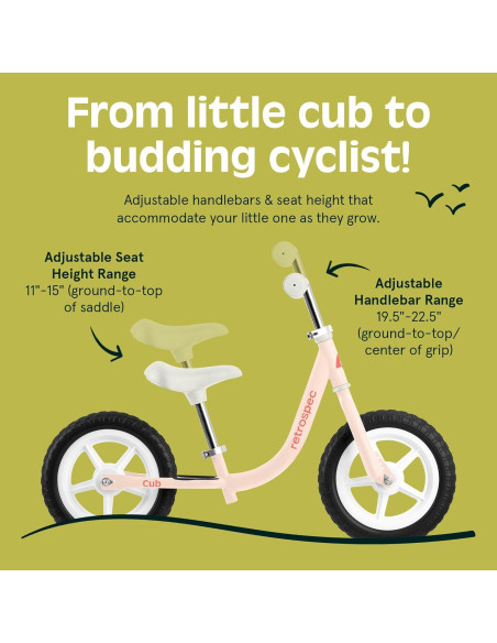 Bicicleta de Equilibrio Retrospec Cub Rosa 12" para Niños 2-5 Años