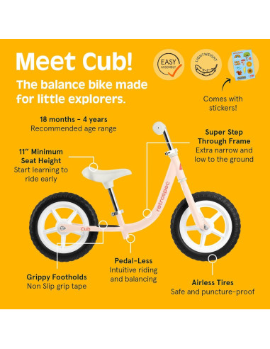 Bicicleta de Equilibrio Retrospec Cub Rosa 12" para Niños 2-5 Años