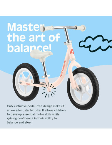 Bicicleta de Equilibrio Retrospec Cub Rosa 12" para Niños 2-5 Años