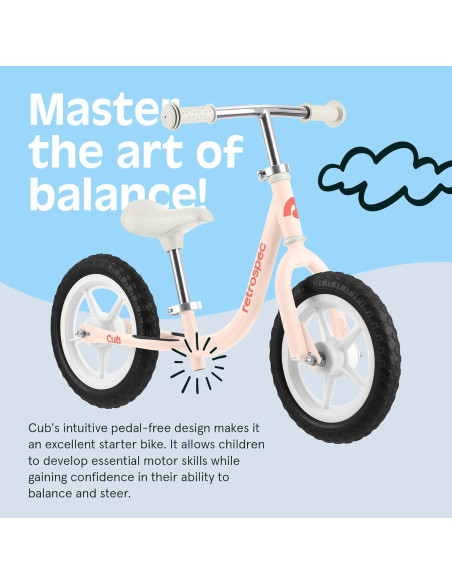 Bicicleta de Equilibrio Retrospec Cub Rosa 12" para Niños 2-5 Años