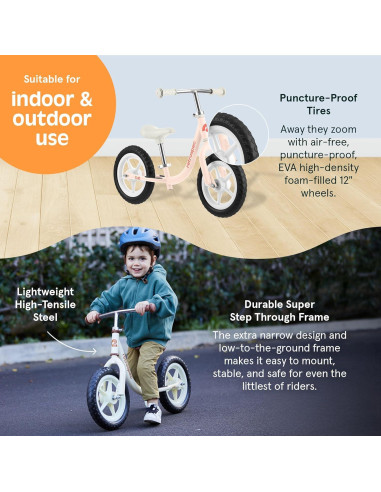 Bicicleta de Equilibrio Retrospec Cub Rosa 12" para Niños 2-5 Años