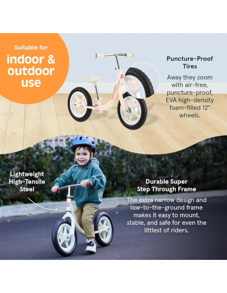 Bicicleta de Equilibrio Retrospec Cub Rosa 12" para Niños 2-5 Años