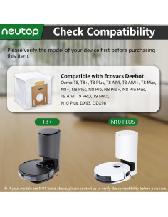 Bolsas de polvo desechables Neutop para Ecovacs Deebot T8, N8, N10 - Paquete de 9 2