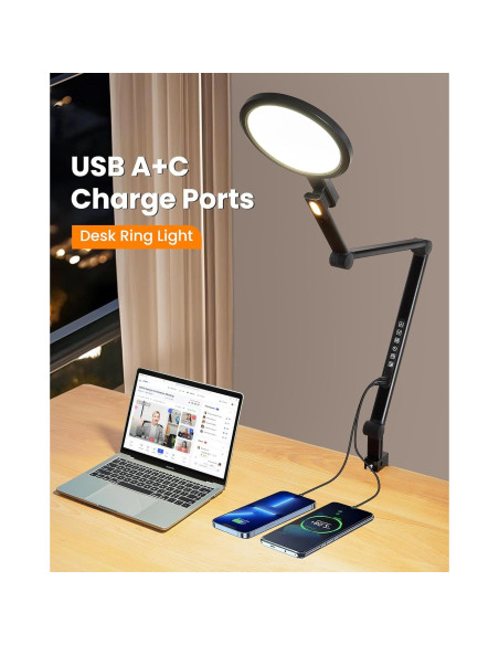 Luz de Anillo LED Regulable LIFENGSOLER para Videoconferencias
