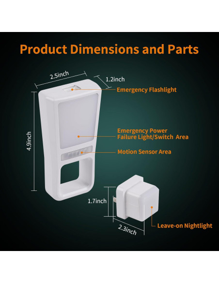 Luz Nocturna Multifuncional Dawnrise 5-en-1 con Sensor
