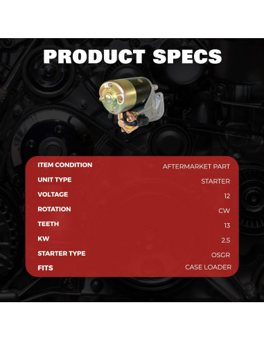 Motor de Arranque DB Electrical 410-52021 12V para CASE y FORD