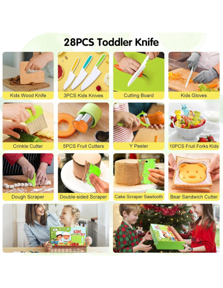 Juego de cuchillos de cocina para niños Suhctuptx 28 piezas