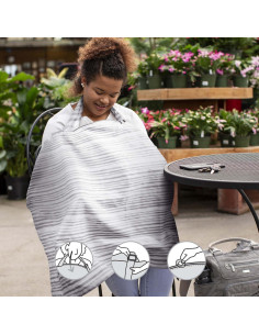 Cubierta de Lactancia Boppy Algodón Rayas Grises Ajustable 2