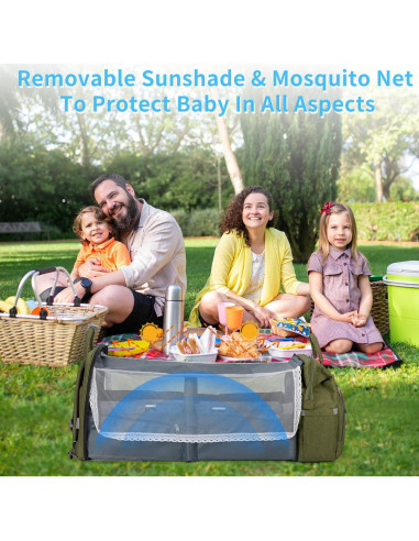 Mochila para Pañales KABAQOO Verde Militar 35L Multifuncional