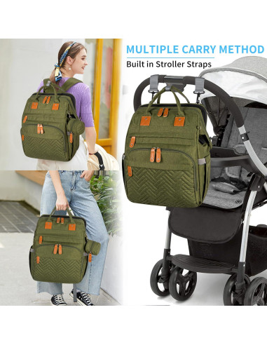 Mochila para Pañales KABAQOO Verde Militar 35L Multifuncional