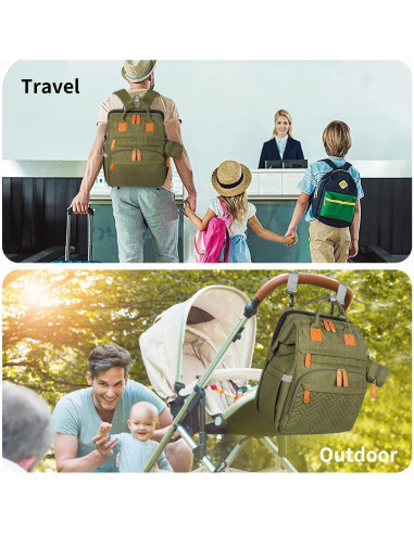 Mochila para Pañales KABAQOO Verde Militar 35L Multifuncional
