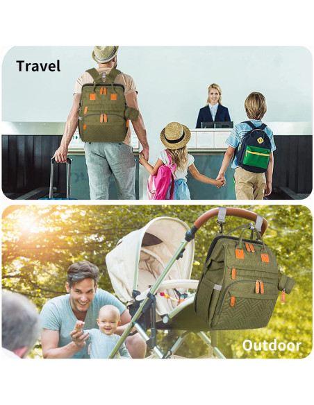 Mochila para Pañales KABAQOO Verde Militar 35L Multifuncional