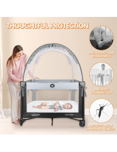 Tienda de Cuna Zkaitoy Gris Pequeña - Red de Seguridad para Bebé 2