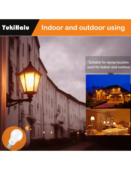 Bombillas LED Ámbar YukiHalu A19 1800K E26 800Lm Paquete 2