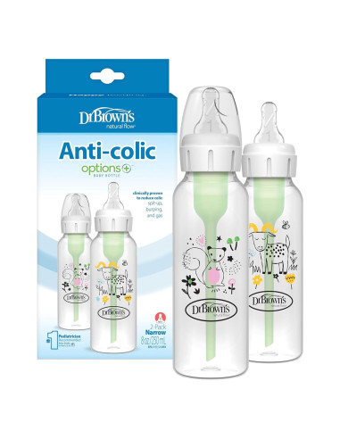 Biberón Estrecho Anti-Cólico Dr. Brown's 250 mL 2-Pack