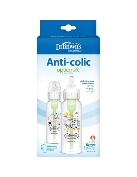 Biberón Estrecho Anti-Cólico Dr. Brown's 250 mL 2-Pack