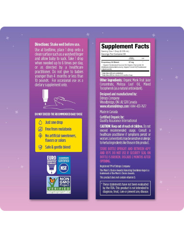 Gotas para Dormir Bebés Ddrops - Orgánicas 60 Unidades