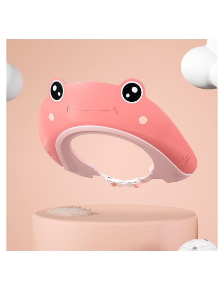 Gorro de Ducha para Bebé Rana Rosa y Verde Ajustable