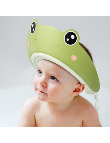 Gorro de Ducha para Bebé Rana Rosa y Verde Ajustable