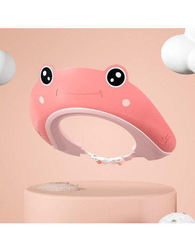 Gorro de Ducha para Bebé Rana Rosa y Verde Ajustable
