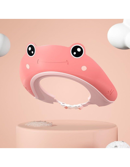 Gorro de Ducha para Bebé Rana Rosa y Verde Ajustable