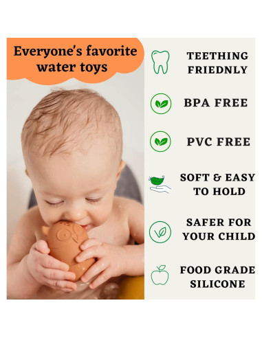 Juguetes de baño de silicona Bumble Bear - 4 piezas Coral