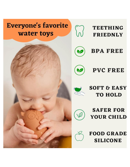 Juguetes de baño de silicona Bumble Bear - 4 piezas Coral Juguetes de baño de silicona Bumble Bear - 4 piezas Coral