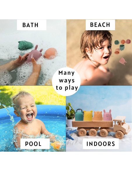 Juguetes de baño de silicona Bumble Bear - 4 piezas Coral Juguetes de baño de silicona Bumble Bear - 4 piezas Coral