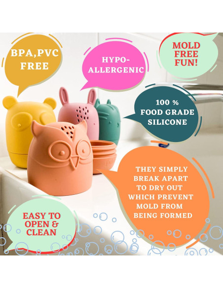 Juguetes de baño de silicona Bumble Bear - 4 piezas Coral Juguetes de baño de silicona Bumble Bear - 4 piezas Coral