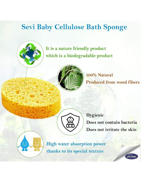 Esponja de Baño Natural Sevi Baby para Bebés - Biodegradable, Suave y Absorbente