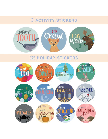 Calcomanías Mensuales para Bebés RubyRoo - Aventura 28 Piezas