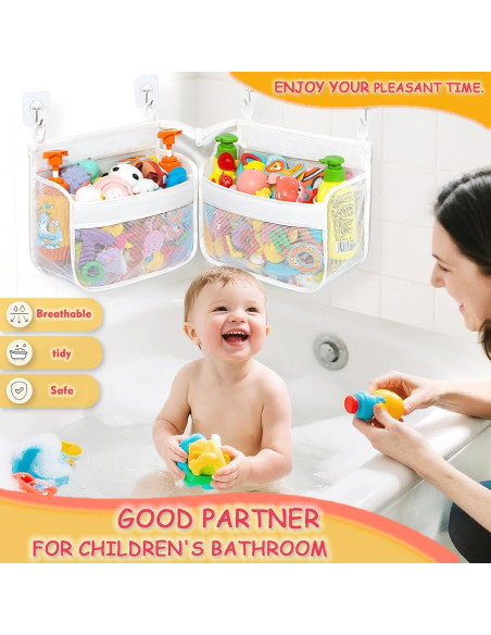 Soporte de Juguetes de Baño BOMPING - Organizador Malla Blanca