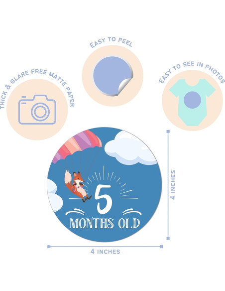 Calcomanías Mensuales para Bebés RubyRoo - Aventura 28 Piezas