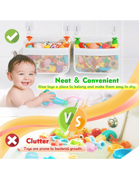 Soporte de Juguetes de Baño BOMPING - Organizador Malla Blanca
