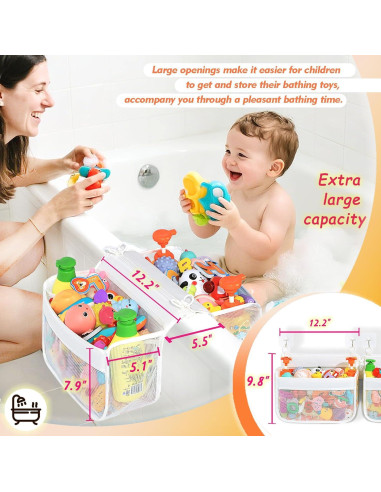 Soporte de Juguetes de Baño BOMPING - Organizador Malla Blanca