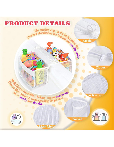 Soporte de Juguetes de Baño BOMPING - Organizador Malla Blanca