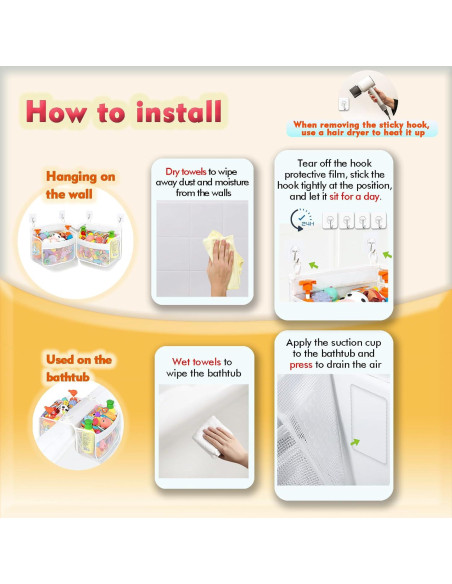 Soporte de Juguetes de Baño BOMPING - Organizador Malla Blanca