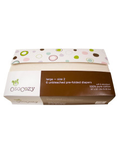 Pañales de Tela Prefold OsoCozy Tamaño 2 (6.8-13.6 kg) - Paquete de 6